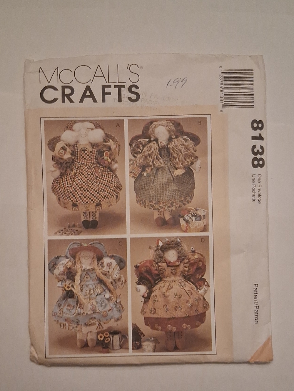 Vintage McCALL'S CRAFTS #8138 Four Doll Patterns
